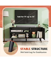 Wlive Mid-Century Modern Tv Stand for 55" Entertainment Center with Storage Open Shelves Console Living Room and Bedroom