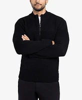 X-Ray Men's Mock Neck Texture Quarter Zip Knitted Sweater