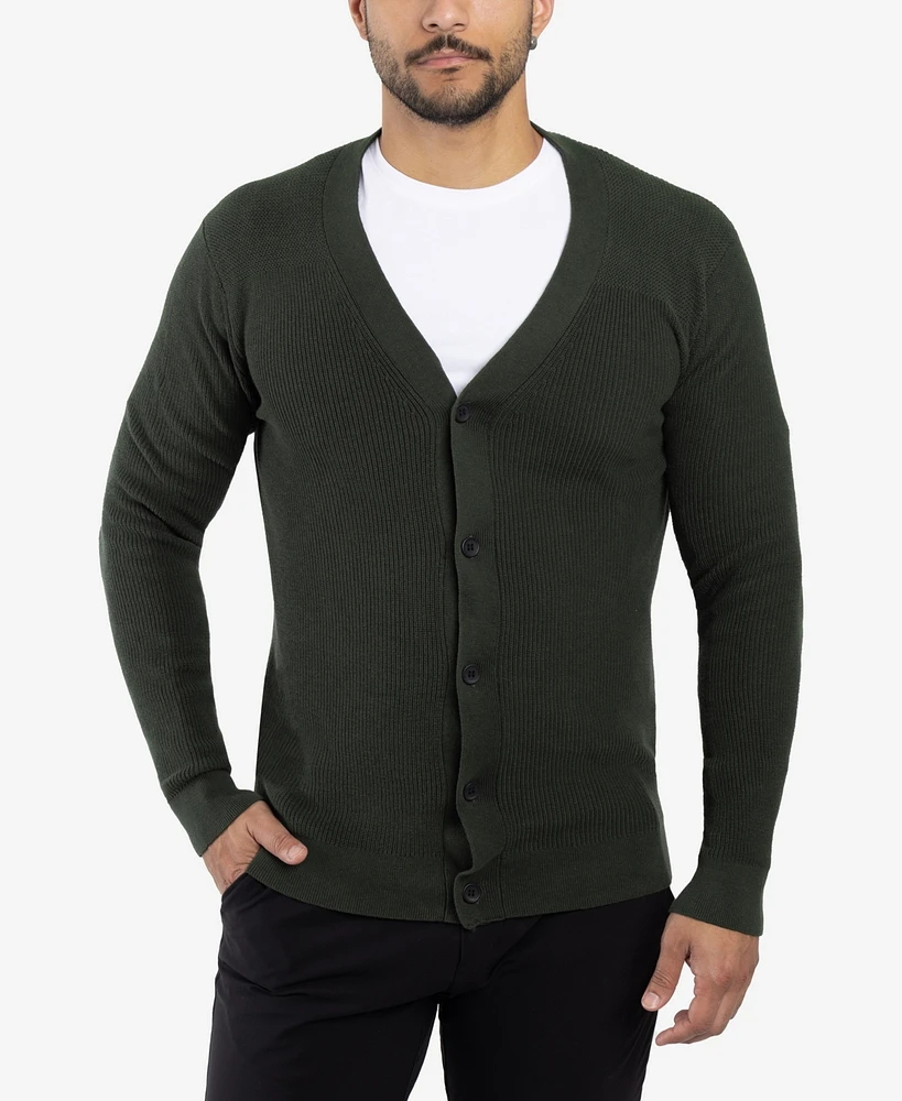 X-Ray Men's Basic Ribbed Cardigan