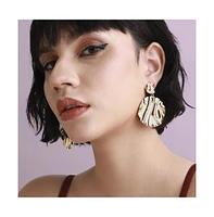 Sohi Dented Circular Drop Earrings