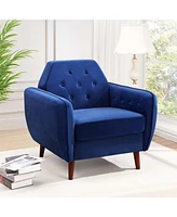 gaomon Velvet Accent Chair, Mid-Century Modern Chair, Upholstered Armchair with Removable Seat Cushion, Single Sofa Side Chair for Living Room, Bedroo