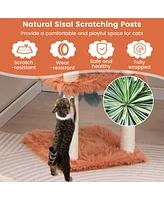 Gymax Monster-Themed Cat Tree w/ Private Condo Soft Long Plush Sisal Scratching Posts