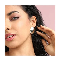 Textured Lined Circular Stud Earrings