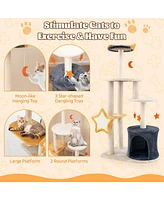 Gymax 50'' Cute Cat Tree for Indoor Cats Multi-level Cat Tower w/ Sisal Scratching Posts