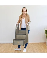 ECR4Kids Girls Reach-Up Step Stool with Handles, Grey Wash