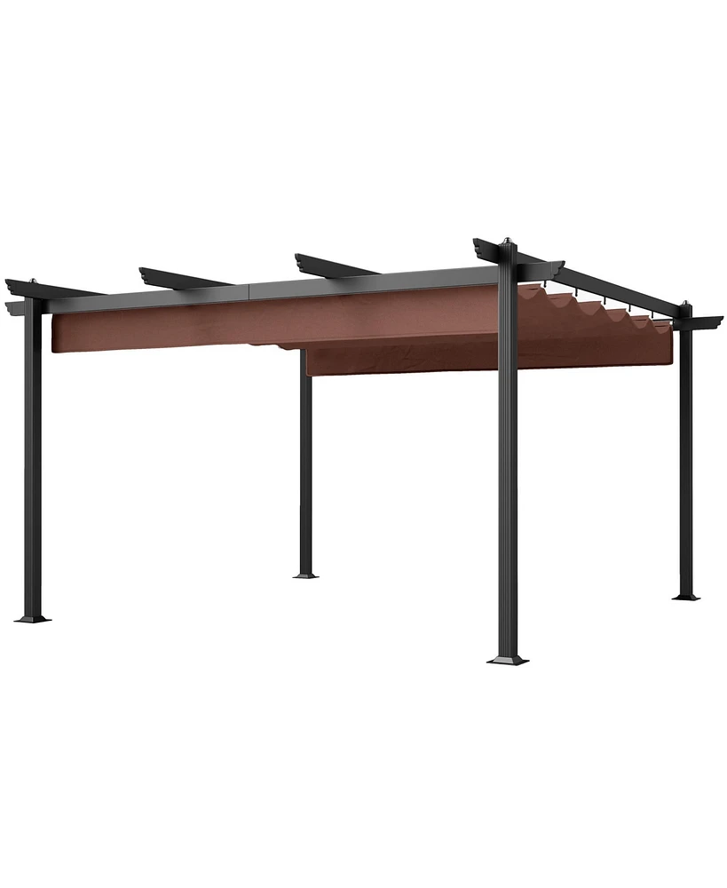 Outsunny 13' x Aluminum Pergola with Retractable Canopy,