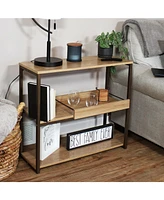 28.25-Inch H 3-Tier Sofa Table - Mdp Shelves and Powder-Coated Steel Frame - Removable Serving Tray - Brown