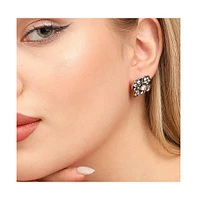 Sohi Rhinestones Black Flower Stud Earring