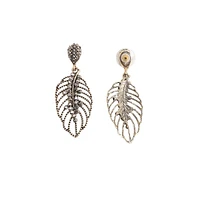 Sohi Intricate Crystal Leaf Drop Earrings