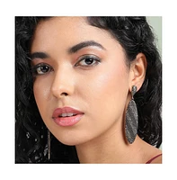 Sohi Contrast Intricate Oval Drop Earrings