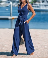 Cupshe Women's Navy Sleeveless Straight Leg Jumpsuit