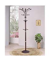 Slickblue Wood and Metal Coat Rack Hat Stand with Hooks on Top and Middle