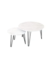 Slickblue Round Nesting Coffee Table Set of 2 for Space-Saving and Stylish Living Room Decor