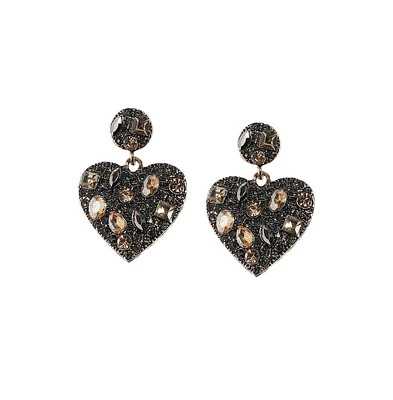 Sohi Crystal Heart Drop Earrings