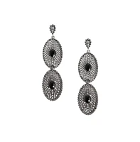 Sohi Intricate Stone Oval Long Drop Earrings