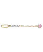GiGiGirl 14K Gold Plated Bracelet with Pearls and Enamel Flower Clasp