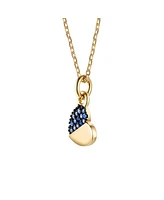 GiGiGirl Children's s 14k Yellow & Black Gold Plated with Red or Blue Cubic Zirconia Heart Pendant Necklace