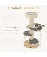 Gymax 47'' Cat Tree for Indoor Cats w/ Thickened Sisal Scratching Posts 2 Platforms