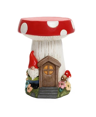 LuxenHome Gnome Mushroom MgO Indoor and Outdoor Sculpture Side Table