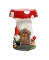 LuxenHome Gnome Mushroom MgO Indoor and Outdoor Sculpture Side Table