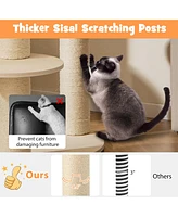 Gymax 6-level Wooden Cat Tree w/ Padded Perch Non-woven Hammock Scratching Posts