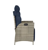 vidaXL Reclining Patio Chairs 2 pcs with Footrest Gray Poly Rattan