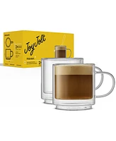 JoyJolt Haven Stackable Double Wall Glass Mugs, Set of 2