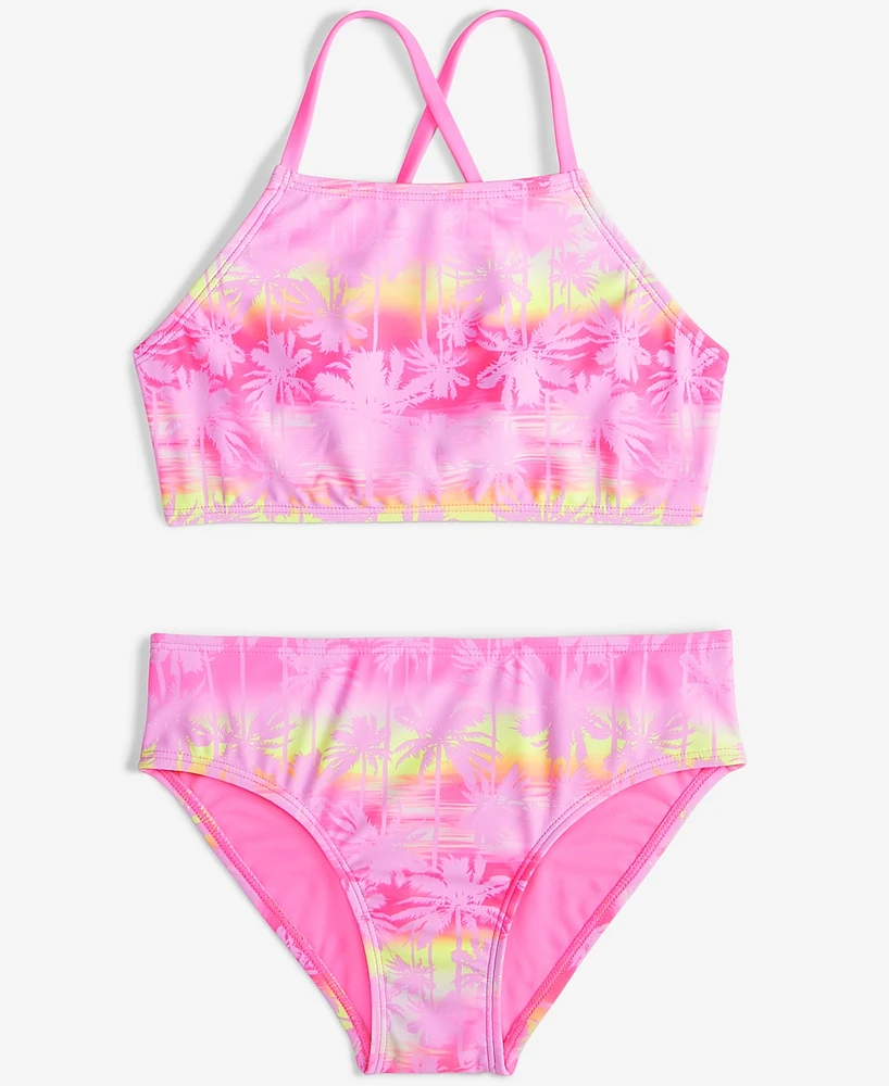 Breaking Waves Big Girls 2-Pc. Miami Dawn Printed Swimsuit