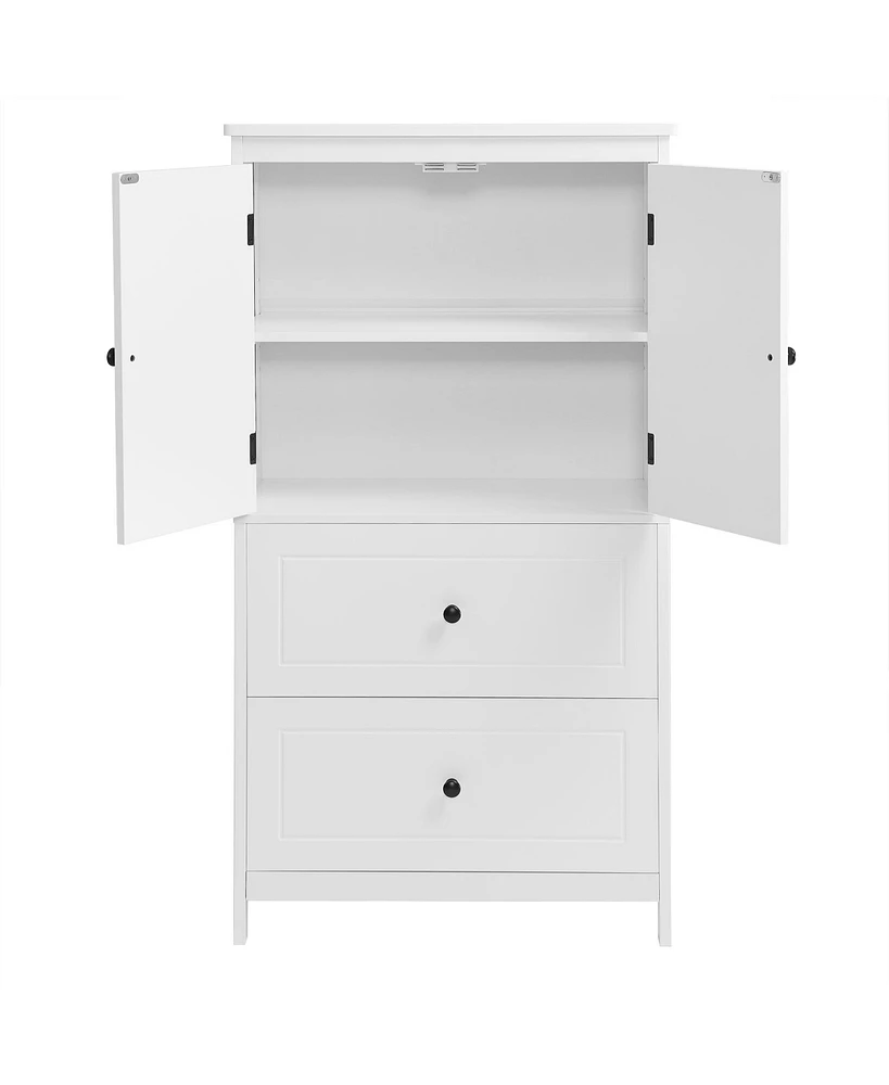 Slickblue Bathroom Storage Cabinet with Two Doors and Drawers for Stylish and Organized Storage