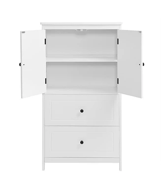 Slickblue Bathroom Storage Cabinet with Two Doors and Drawers for Stylish and Organized Storage