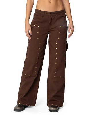 Edikted Women's Studded Low Rise Carpenter Jeans