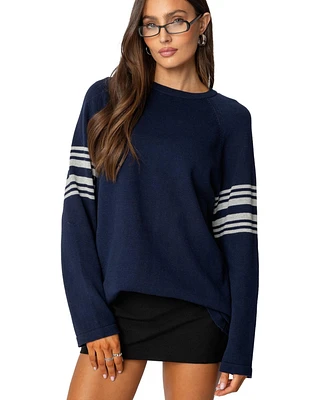 Edikted Women's Contrast Stripe Oversized Knit Top