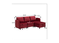 gaomon 86 Inch Sofa With Petal & Comfortable Cushion, Comfy Modern 9-Seats Sofa, Removable Medium Firm Sofa Cushion, Wine Red