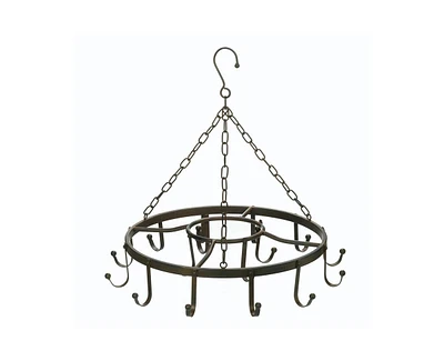 Slickblue Circular Hanging Pot Rack in Modern Industrial Style for Kitchen or Dining