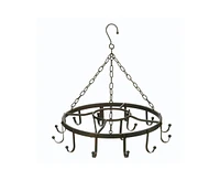 Slickblue Circular Hanging Pot Rack in Modern Industrial Style for Kitchen or Dining