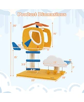 Gymax Aviation-themed Cat Tree for Indoor Cats w/ Helicopter Top Perch Scratching Post