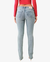 True Religion Women's Billie Mid Rise Super T Straight Jeans