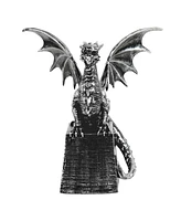 Fc Design 2-pc Set" 7.5"H Medieval Silver Dragon on Pedestal Guardian Figurine Statue Ornament Home Room Office Decor and Perfect Ideas for Housewarmi