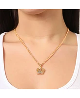 Juicy Couture Crown Pendant Necklace & Stud Earrings Set - Pink Crystal Embellished