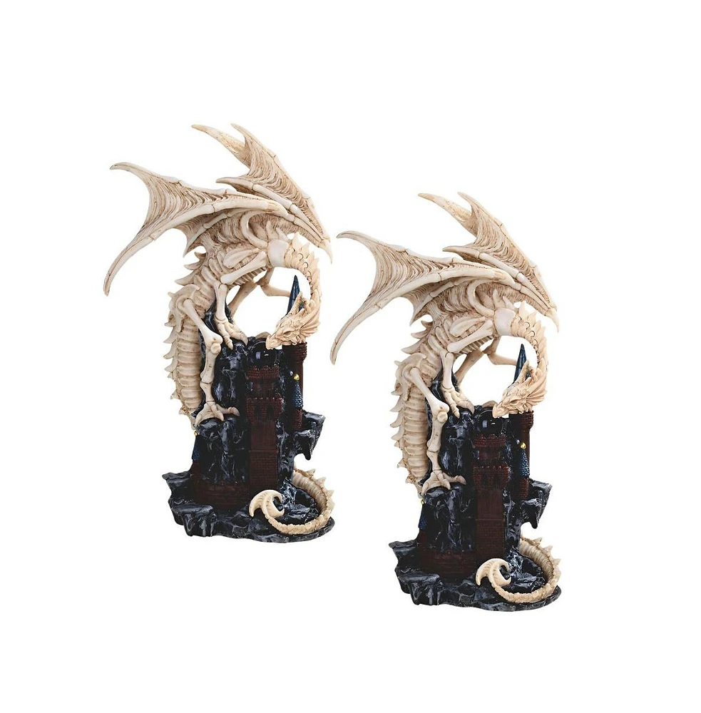 Fc Design "2-pc Set" 12.5"H Beige Dragon Skeleton on Castle Figurine Statue Ornament Home Room Office Decor and Perfect Ideas for Housewarming, Holida