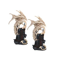 Fc Design "2-pc Set" 12.5"H Beige Dragon Skeleton on Castle Figurine Statue Ornament Home Room Office Decor and Perfect Ideas for Housewarming, Holida