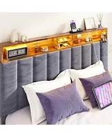 Sersper Upholstered Bed Frame with Charging Station and Storage Headboard