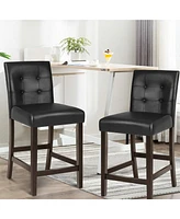 Gymax Set of 2 Bar Stools 25inch Counter Height Barstool Pub Chair Rubber Wood Black