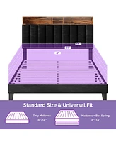 Sersper Upholstered Bed Frame with Charging Station and Storage Headboard