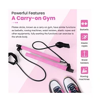 Cowin Pilates Bar with Foot Loop and Exercise Resistance Band