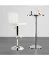 Gymax Set of 4 Pu Leather Bar Stool Swivel Bar Chair w/ Adjustable Height