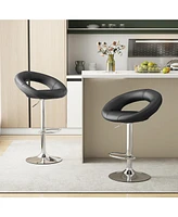 Gymax Set of 4 Adjustable Bar Stools Swivel Pub Chairs Barstools Pu Leather