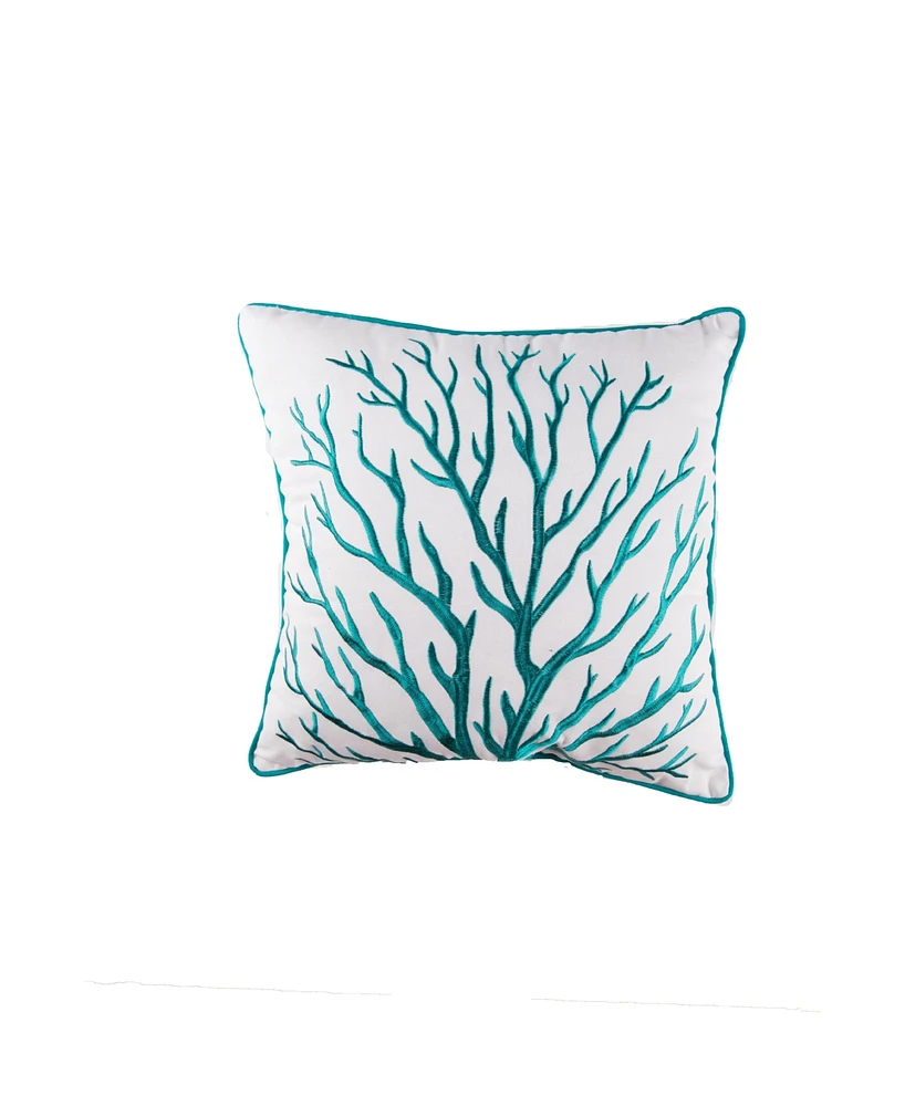 C&F Home 16" x 16" Maris Embroidered Coral Branch Throw Pillow