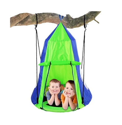 SereneLife Kids Tree Swing Tent with Detachable Play Tent & Rope Kit