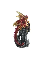 Fc Design "2-pc Set" 4.75"H Red Volcano Dragon on Castle Figurine Statue Ornament Home Room Office Decor and Perfect Ideas for Housewarming, Holidays